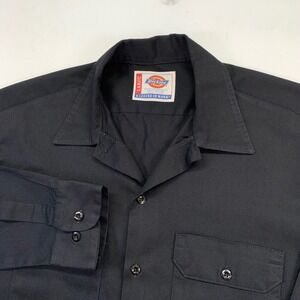 Vintage Dickies Shirt Size‎ Large Mens Black Long Sleeve Workwear Button Down